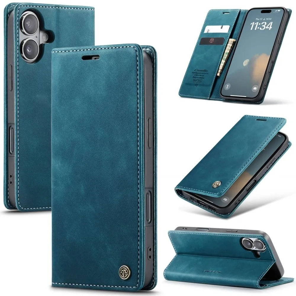 CaseMe iPhone 16 Plus vintage-etui - Blå