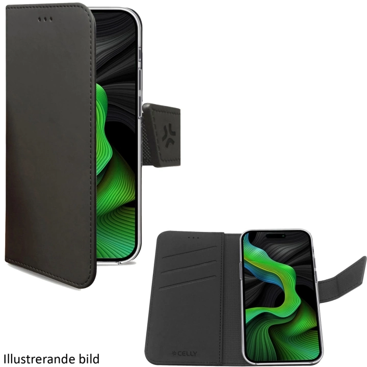 Celly Wally lommebokveske til iPhone 16 Pro Svart