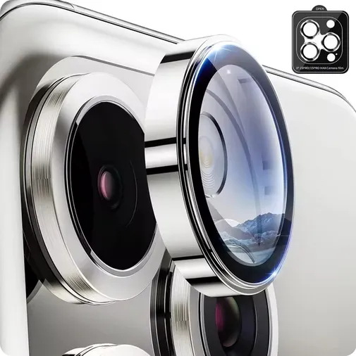 2-pakning iPhone 16 Pro Kameralinsebeskyttelse Herdet glass - Sølv Titanium