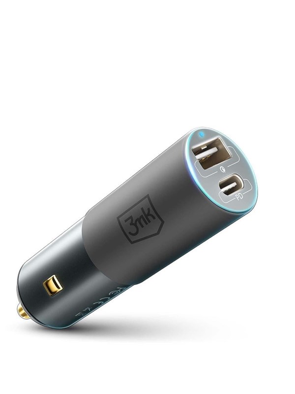 3mk Hyper Car Charger USB-C USB-A 100W - Silver