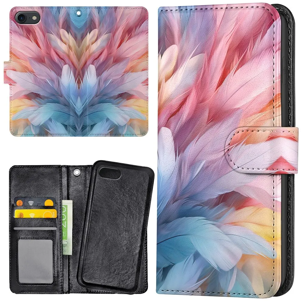 iPhone 16e/17e - Lommebok Deksel Feathers