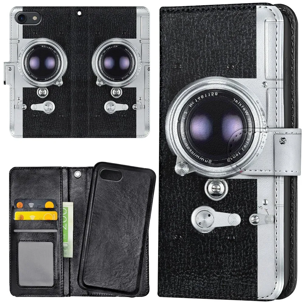 iPhone 16e/17e - Lommebok Deksel Retro Kamera
