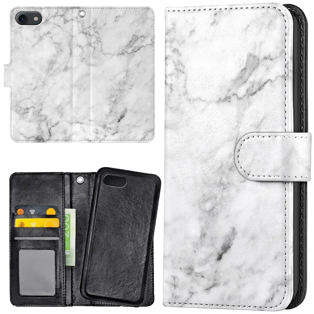 iPhone 16e/17e - Lommebok Deksel Marmor