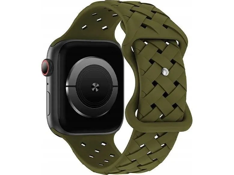 Beline rem til Apple Watch silikonvevd 38/40/41mm oliven /oliver box
