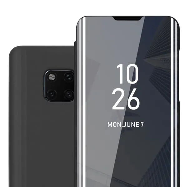 Etui for Huawei MATE 20 PRO Deksel Clear View Mirror Beskyttelsesetui med stativfunksjon 360 graders beskyttelse