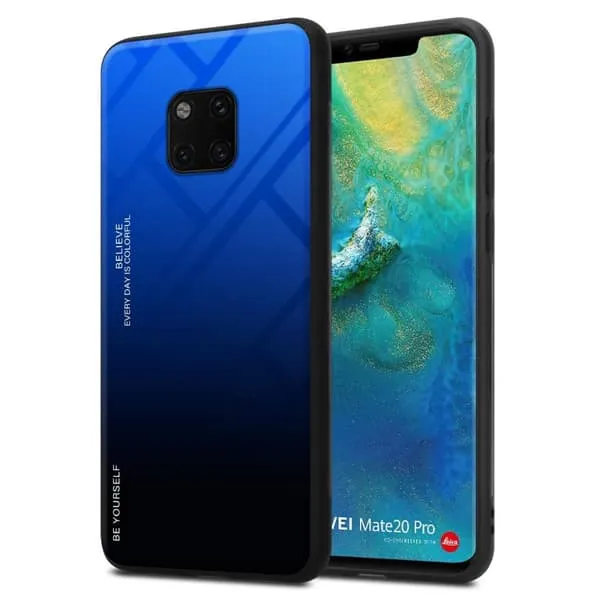 Deksel til Huawei MATE 20 PRO Silikondeksel av TPU-silikon og bakside av herdet glass