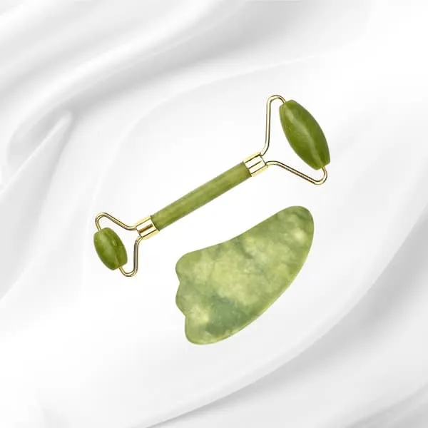 Ansiktsrulle Jade Roller + Guasha Stone