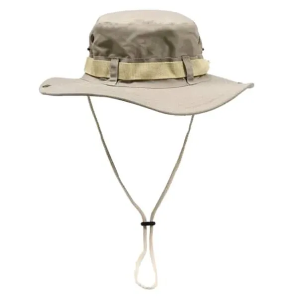 Hatt med streng boonie hat brim solhatt beige