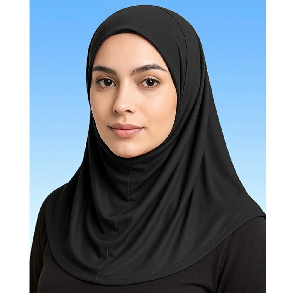 Muslimsk hodeplagg hijab pustende melkesilkehodeplagg - svart