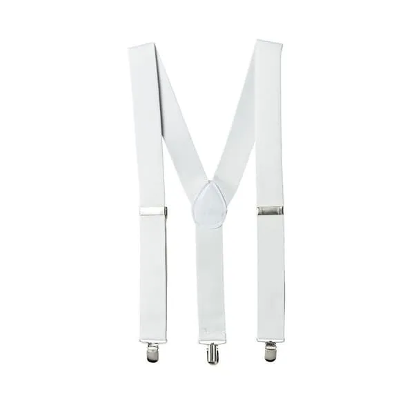 Stilige smale hvite seler med klemmer 2,5 cm