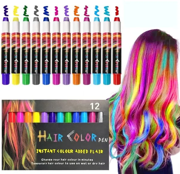 Hair Crayon - Hair Chalk Color Pen - 12 farger