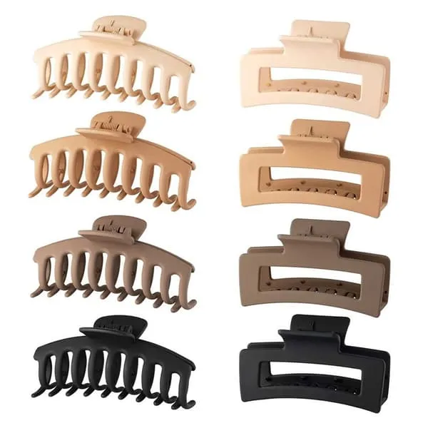 8-pack hårklemmer pastell beige brun svart