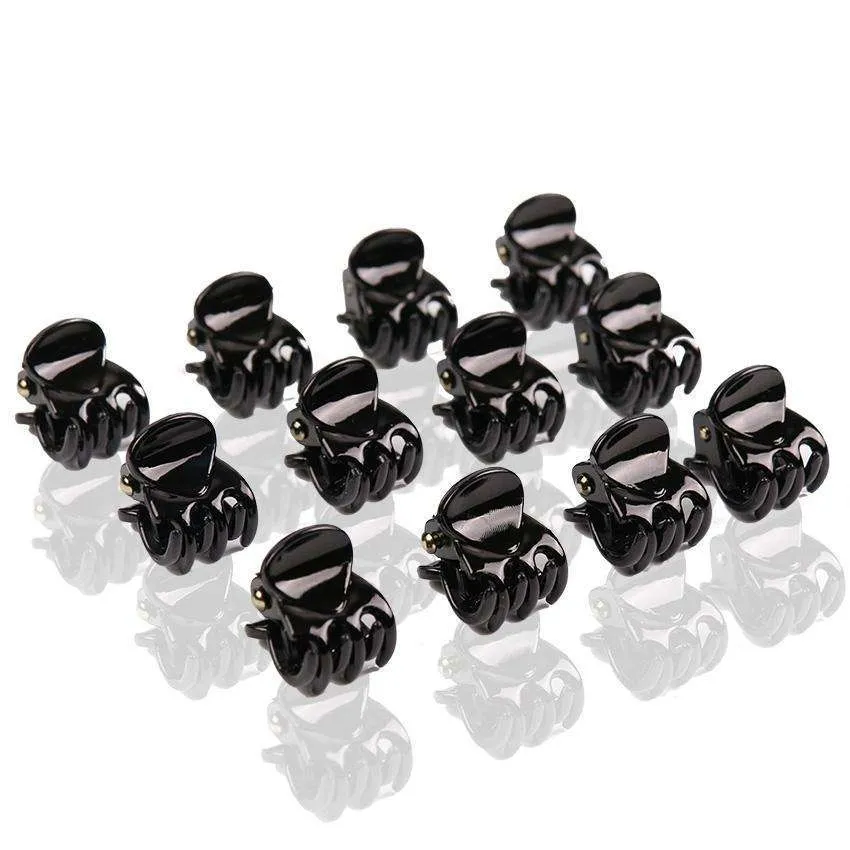12 stk Små svarte hårspenner 15x10mm -