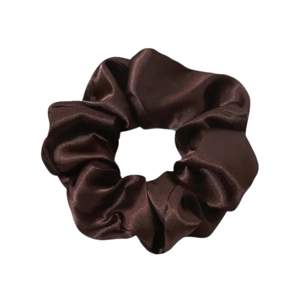 Hårbånd - Scrunchie - Sateng - 9 cm - Brun Kaffe