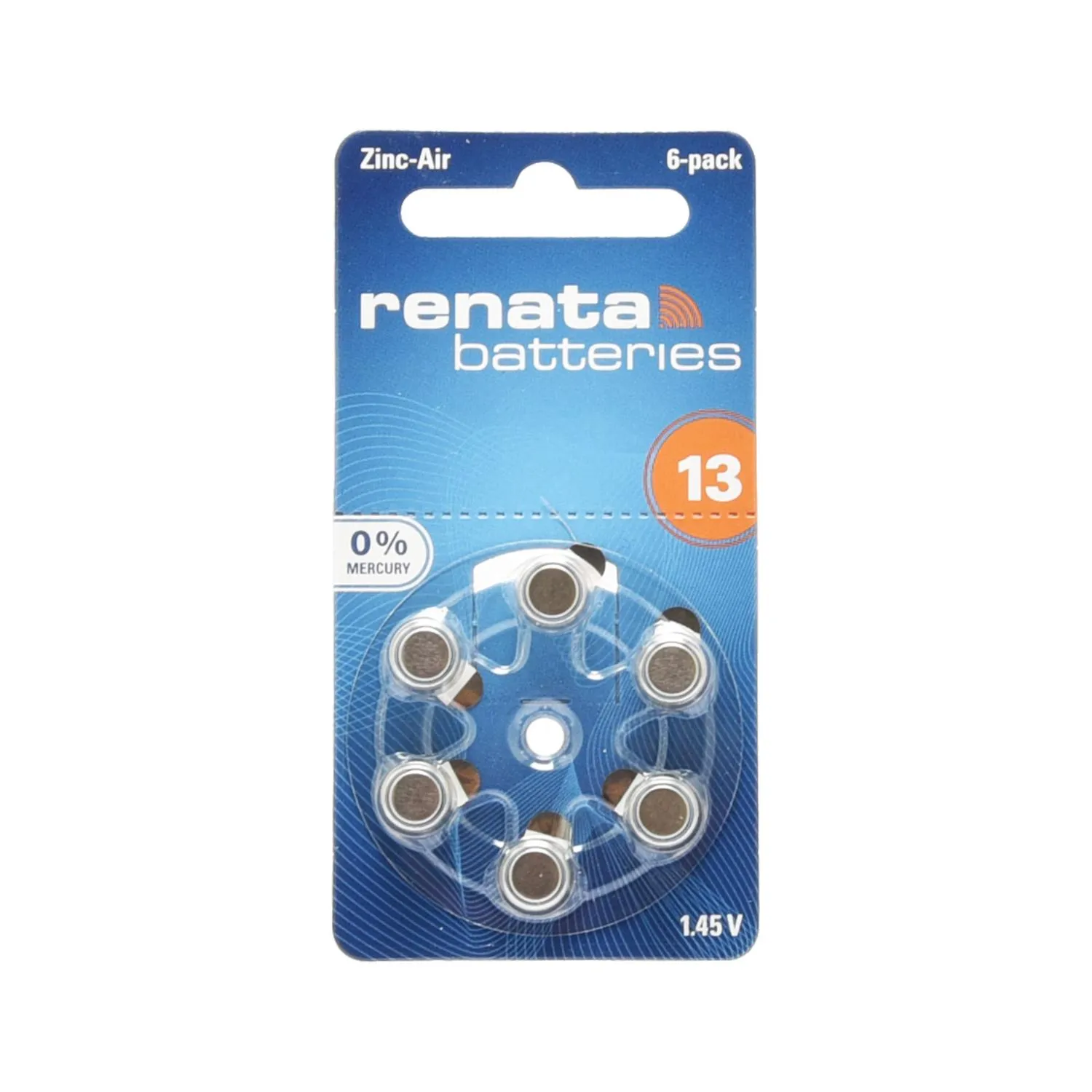 13 RENATA 5-pakning - 30 stk. høreapparatbatterier nr. 13
