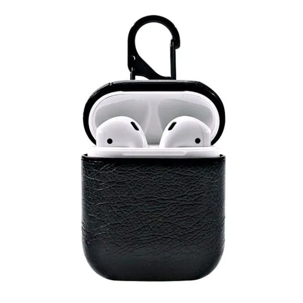 Black Apple AirPods 1/2 Bag Case Beskyttelsesveske i skinnskinn