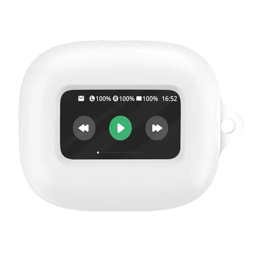 For JBL Live Beam 3 Silikondeksel Bluetooth-øretelefonbeskyttelseshylse med anti-tapt spenne - Hvit