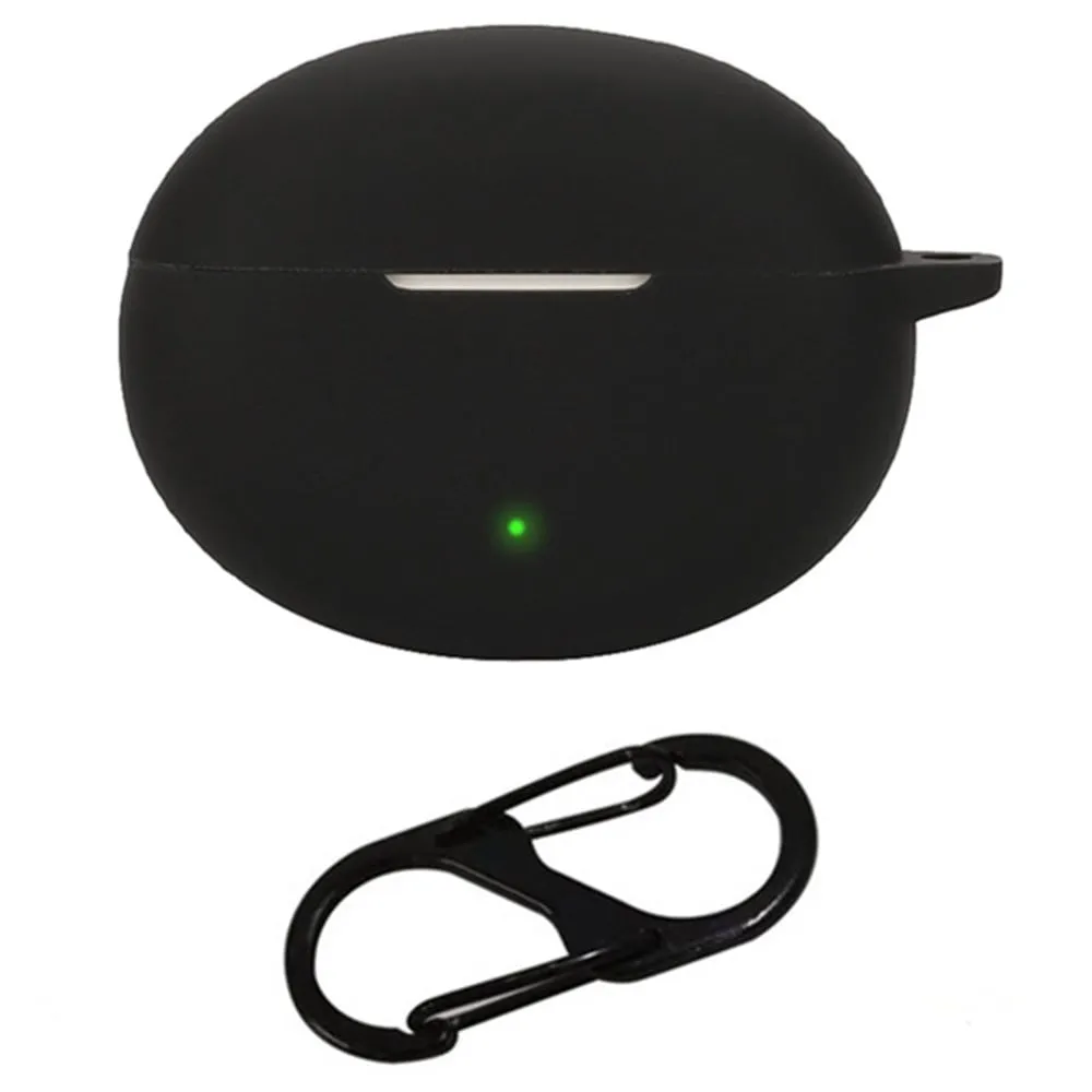 OnePlus Buds Pro 3 Bluetooth Earphones Case Soft Silicone Cover with Anti-Lost Buckle - Black