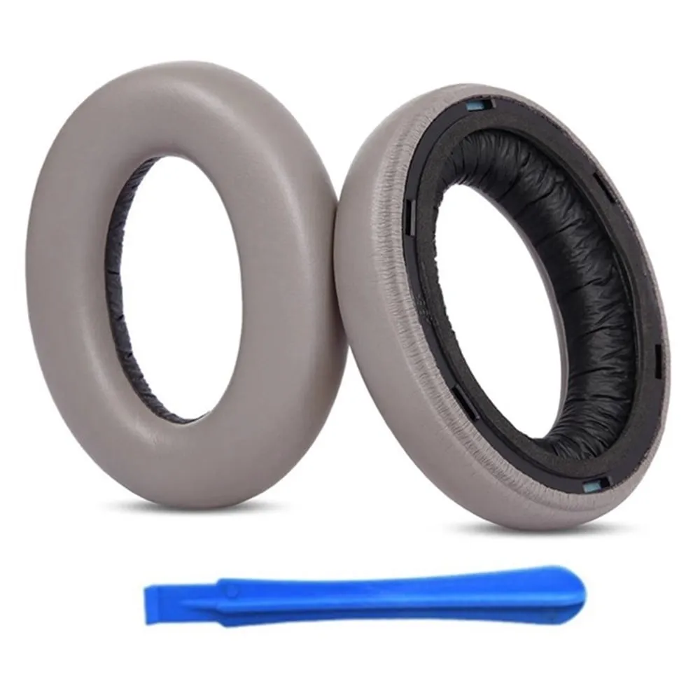 1 Pair Sennheiser Momentum 4 Replacement Ear Pads Protein Leather Cushions with Removal Tool - Grey