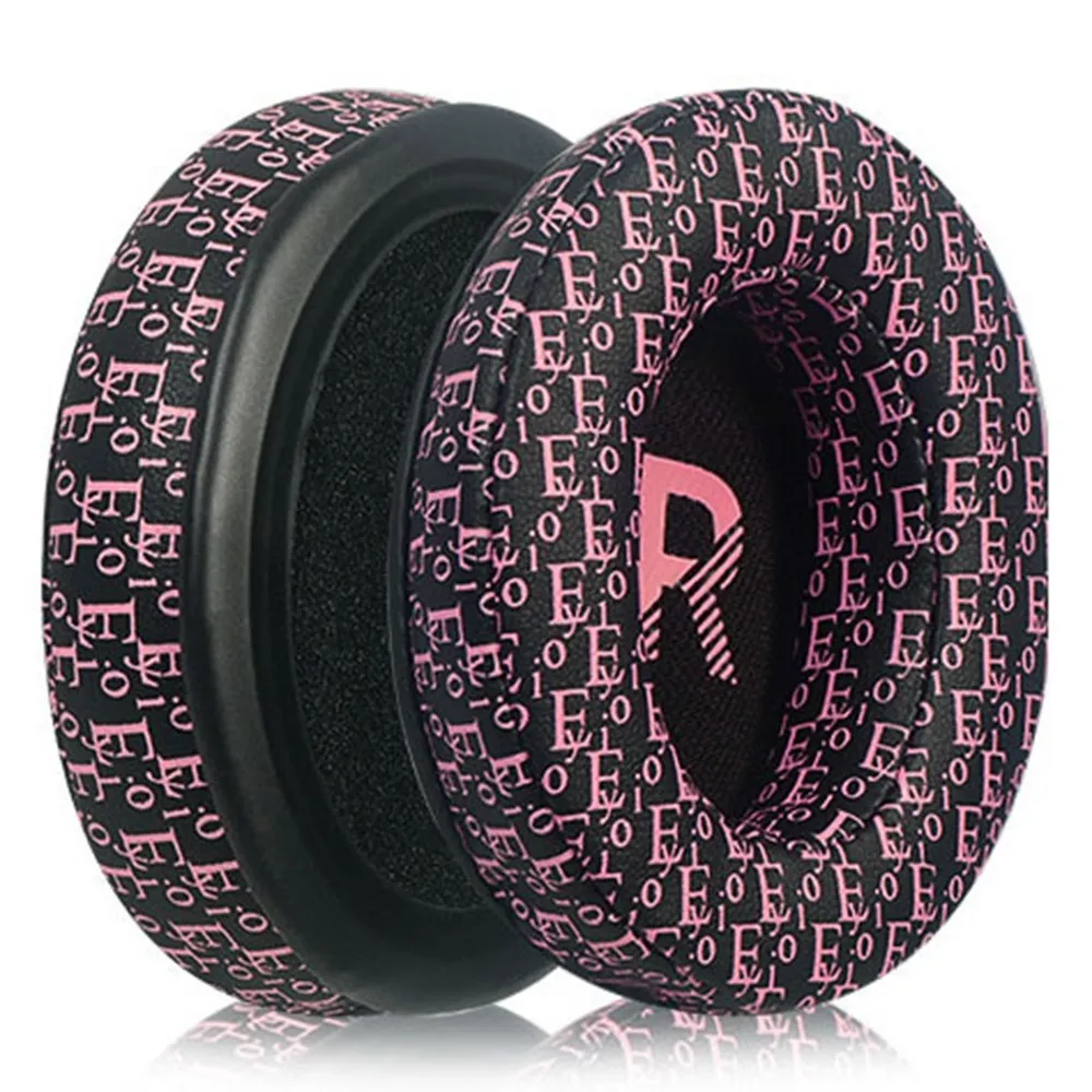 1 Pair Replacement Earpads Sennheiser Momentum 2 Headphones Printed Design Ear Cushions - Black + Pink