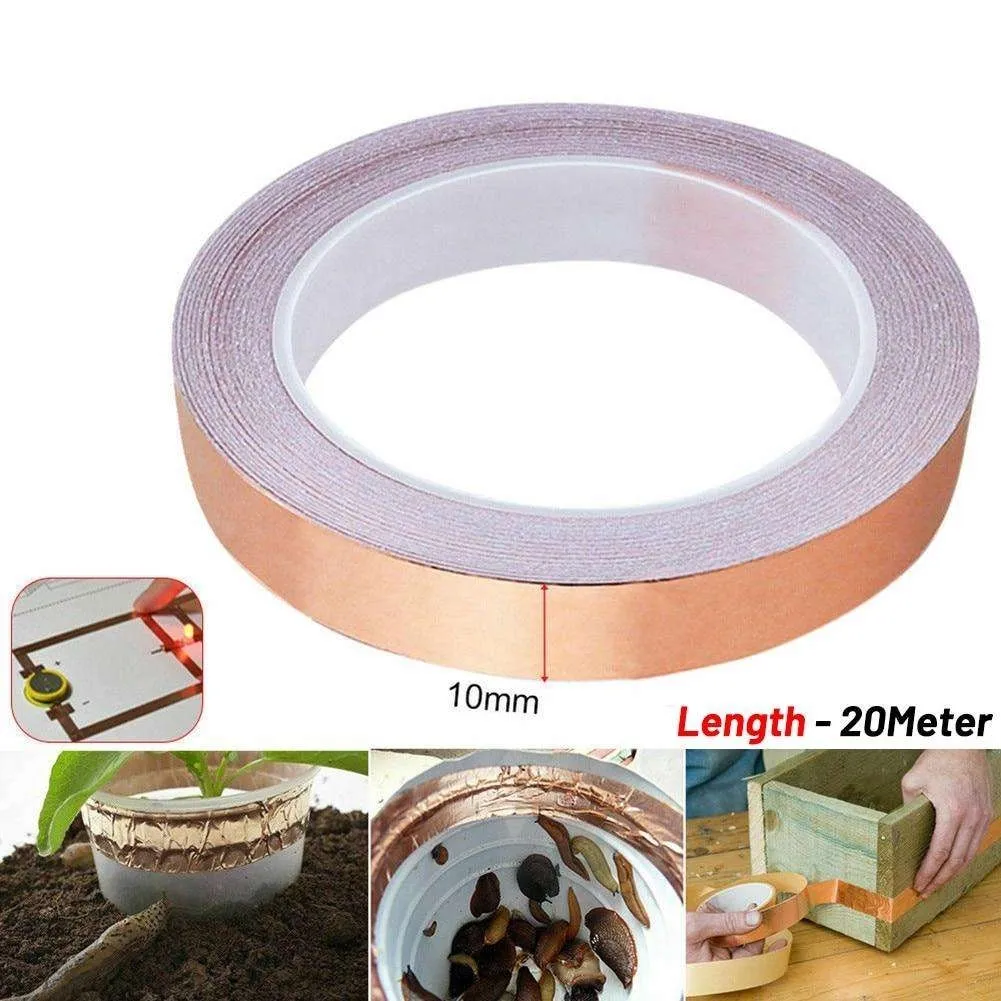 Kobbertape mot snegler - 10 mm bredde - 20m rull - Kobber
