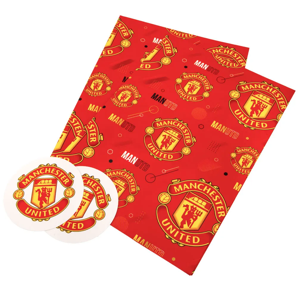 Manchester United FC Text Gift Wrap Sheets (Pack of 2)