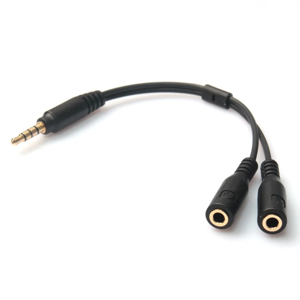 3,5 mm stereolyd mannlig til kvinnelig hodetelefon og mikrofonsplitteradapter
