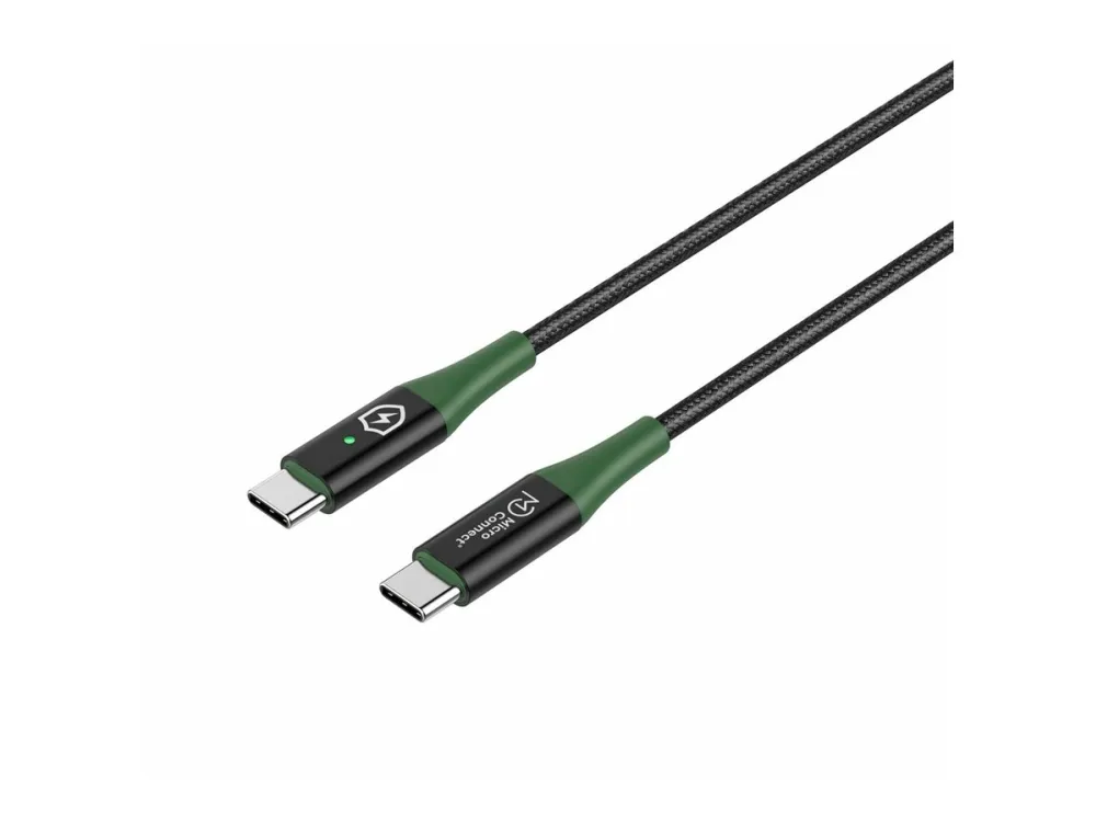 MicroConnect Smart Charge - USB-kabel - USB-C (hann) til USB-C (hann) - USB 2.0 - 20 V - 3 A - 1 m - USB-C Power Delivery (60W) - svart, grønn