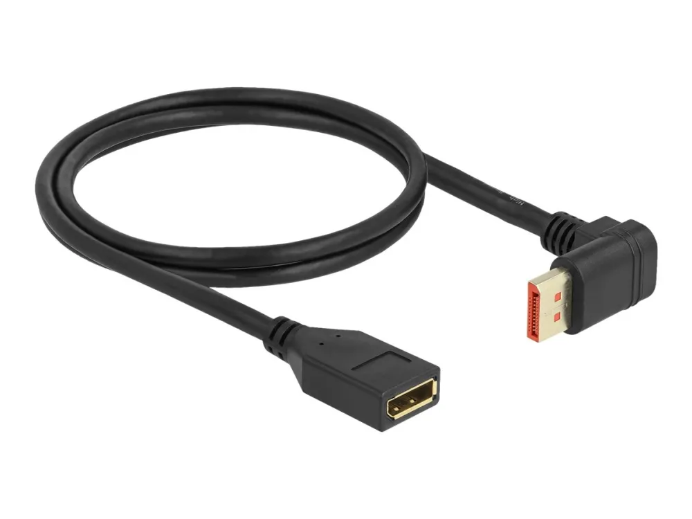 Delock - DisplayPort-forlengelseskabel - DisplayPort (hann) oppvinklet til DisplayPort (hunn) - DisplayPort 1.4 - 1 m - 8 K 60 Hz (7680 x 4320) stø...