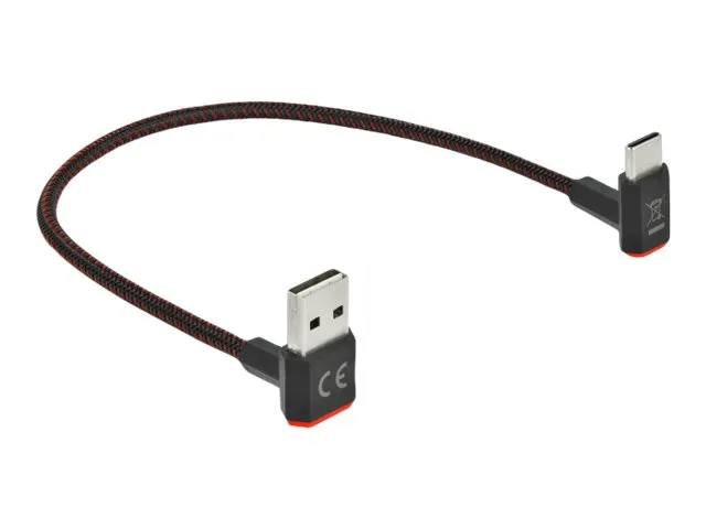 Delock Easy - USB-kabel - USB (hann) opp/ned-vinklet, vendbar til 24 pin USB-C (hann) opp/ned-vinklet, vendbar - 20 cm - svart