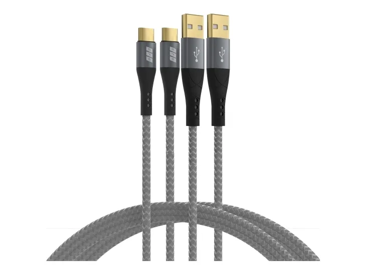EFB Elektronik USB-AC-00007, 2 m, USB A, USB C, USB 2.0, 0,48 Gbit/sek., Sort, Grå