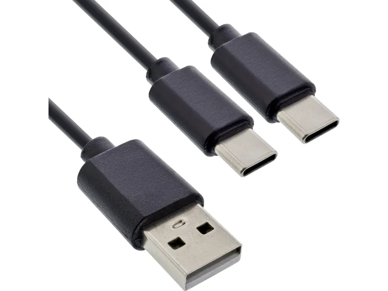 InLine 35122, 2 m, USB A, 2 x USB C, USB 2.0, Svart