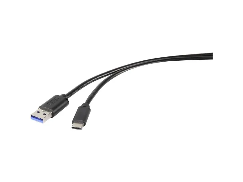 Renkforce RF-4536470, 0,15 m, USB A, USB C, USB 3.2 Gen 1 (3.1 Gen 1), 500 Mbit/s, Sort
