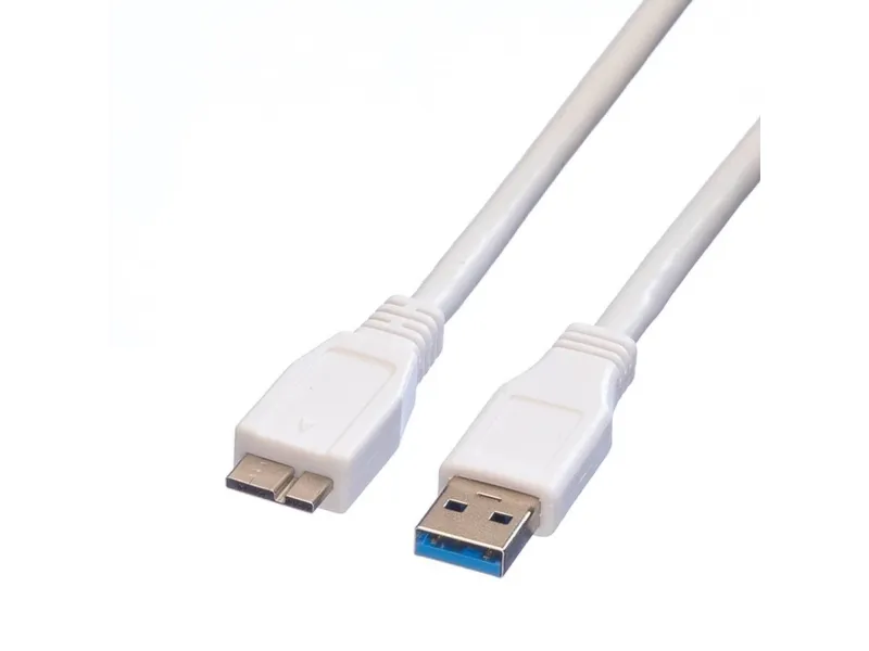 VALUE 11998872, 0,8 m, USB A, Micro-USB A, USB 3.2 Gen 1 (3.1 Gen 1), 5 Gbit/s, Hvit