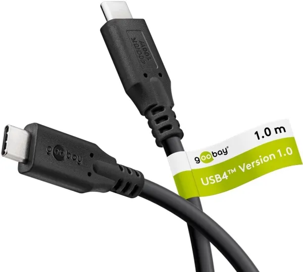 USB-C™-kabel, USB4™, 100 W, 40 Gbit/s, Power Delivery, 1 m