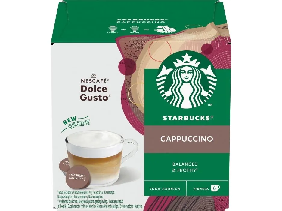 Nescafé kaffekapsler kompatible med NESCAFE(r) Dolce Gusto(r) Starbucks Cappuccino, 6+6 stk.
