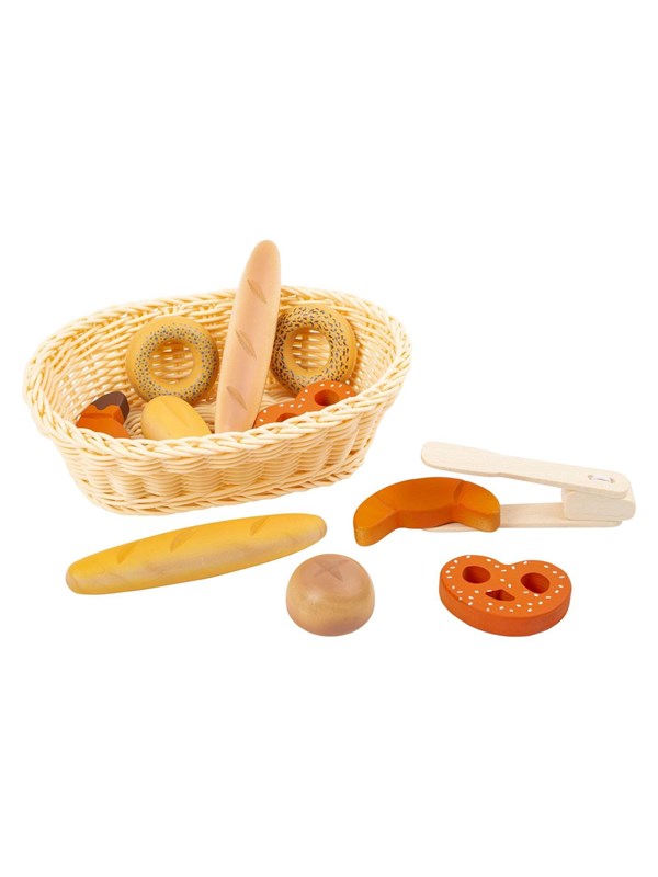 Small Foot - Plastic Bread Basket with Play Food Bread 12dlg.