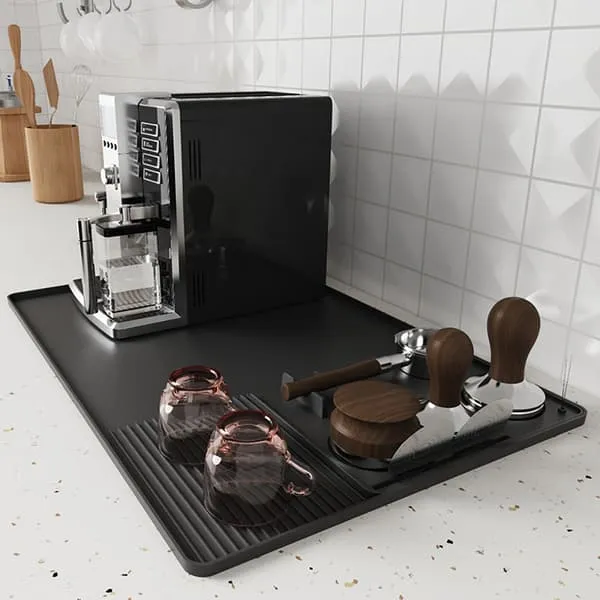 Silikonmatte for espressomaskin og baristatilbehør 60x40cm - Svart