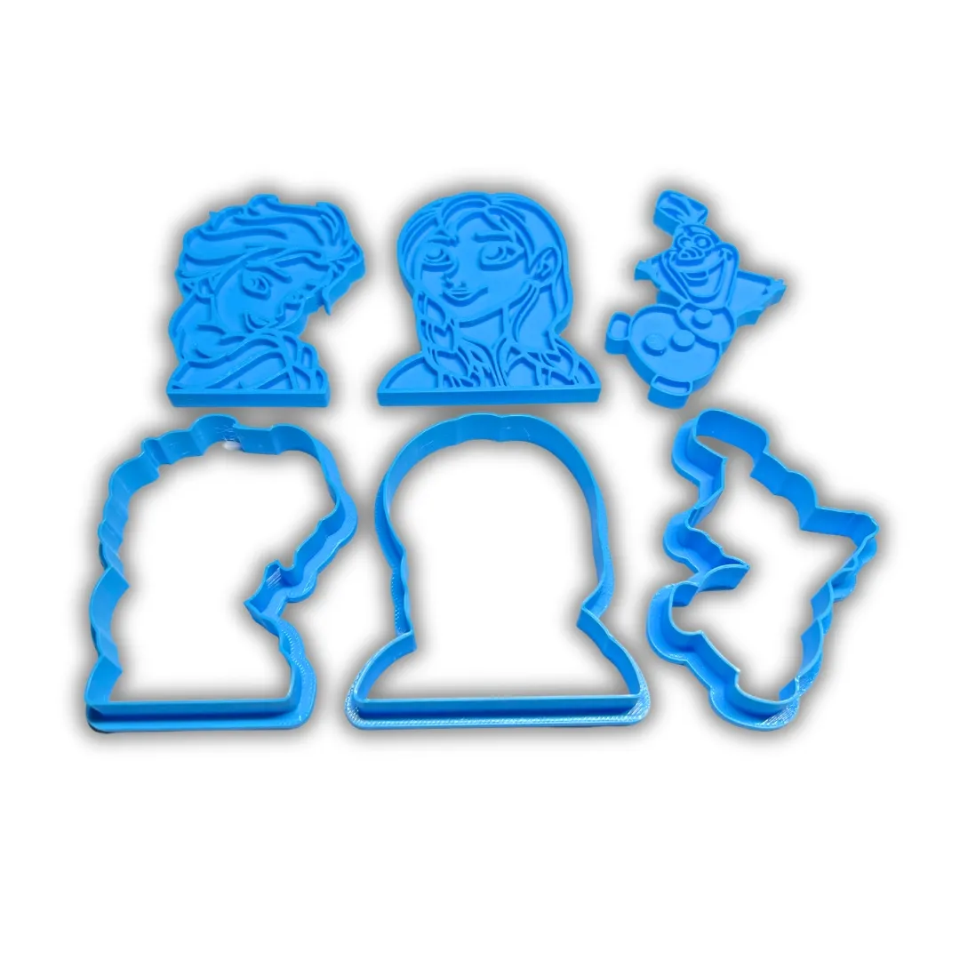 Elsa Anna Olaf Frozen cookie cutter kontur og avtrykk