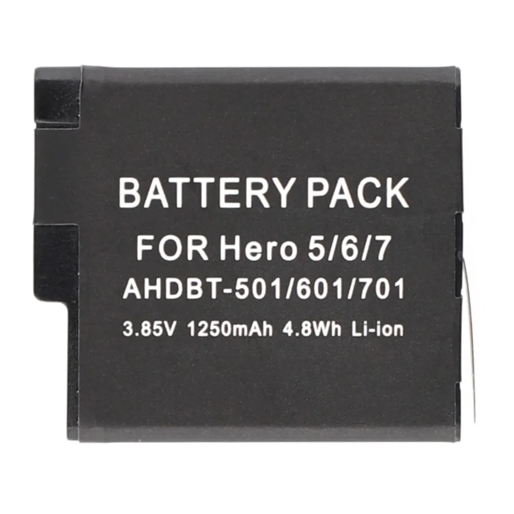 Batteri for GoPro Hero 7 6 5 3,85V 1250mAh AHDBT-501 601 701 erstatningsbatteri