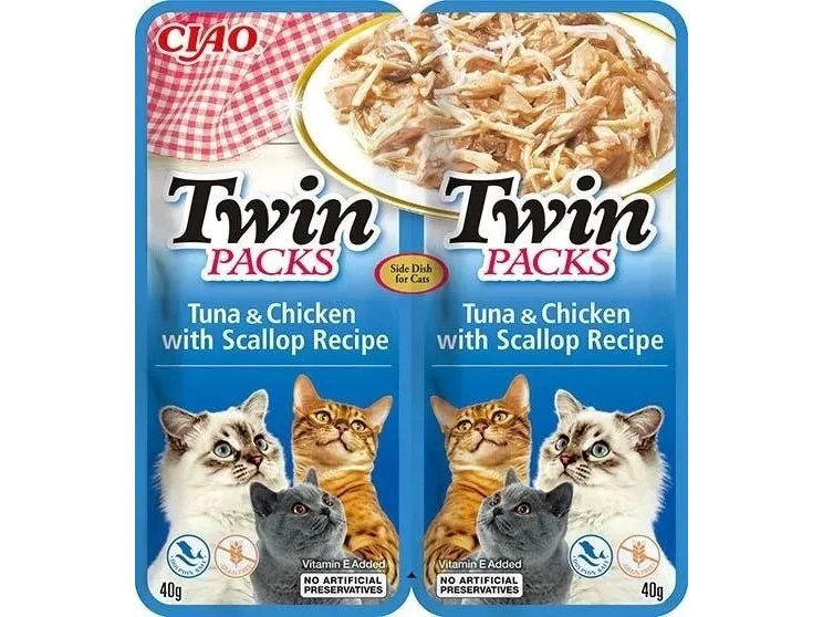 Inaba Foods Inaba Ciao godbit til katt, tunfisk og kamskjell, 2×40 g
