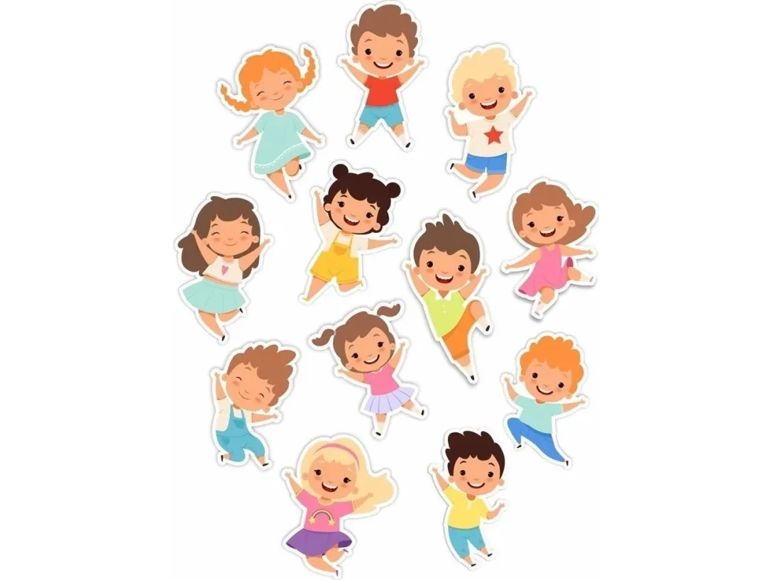 Dobbeltsidige vindusdekorasjoner - Happy children 12 stk