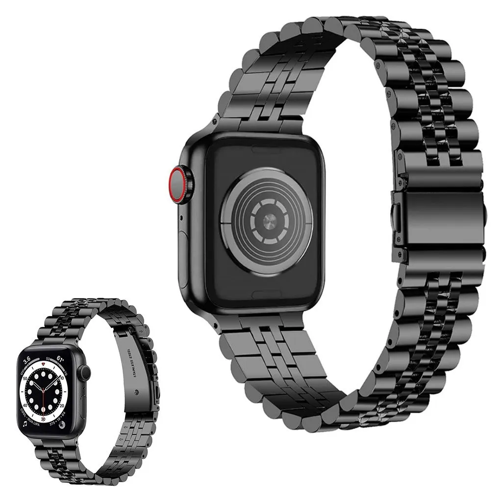 Apple Watch 40 mm klokkerem i rustfritt stål med fem perler - Svart