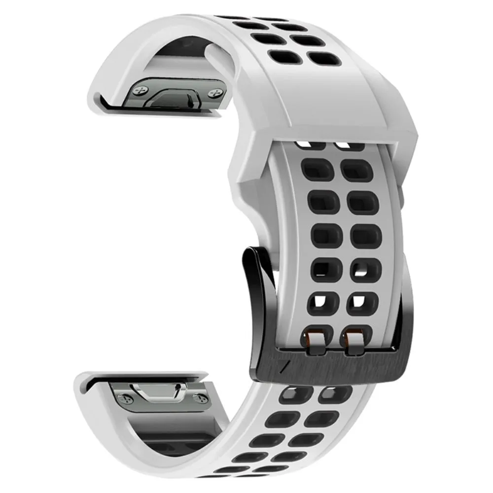 Garmin Fenix 7 / 6 / 5 klokkerem i silikon - Hvit / Svart