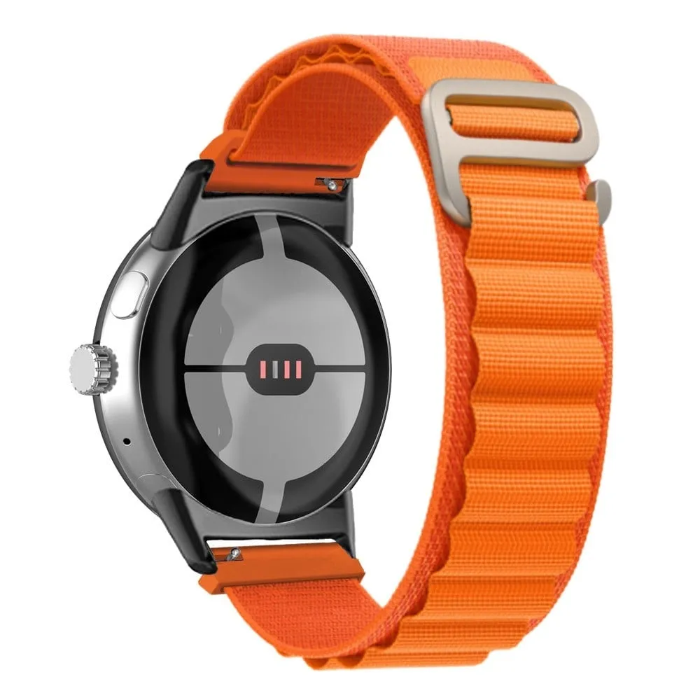 Google Pixel Watch nylonklokkerem med svart kontakt - Oransje