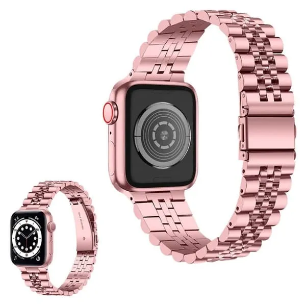 Apple Watch 40 mm klokkerem i rustfritt stål med fem perler - Rosa Rose