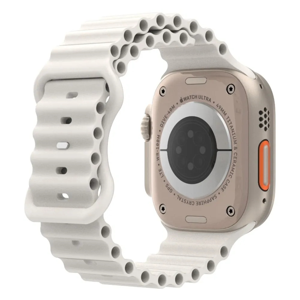 Apple Watch Series 8 (45 mm) / Watch Ultra silikonklokkerem i havbåndstil - Hvit