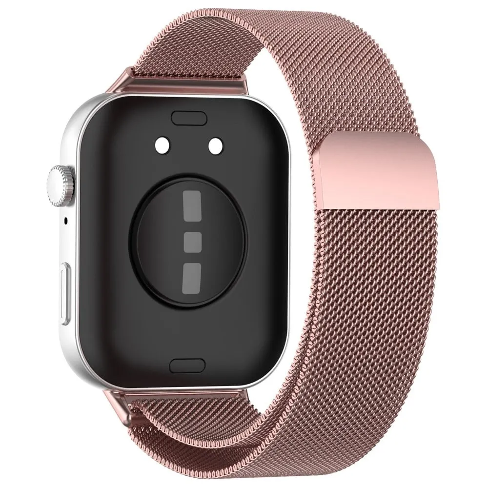 KALEBOL Huawei Watch Fit 3 Milanese rustfritt stålklokkearmbånd med magnetisk håndleddsrem - Rosa Rose