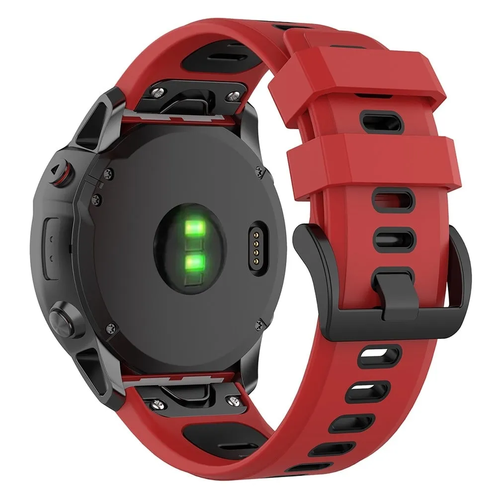 KALEBOL KLB-SSPWGJ-001 Garmin Fenix 7S / 7S Pro / QuickFit Silikonklokkebånd 20 mm erstatningsrem - Rød / Svart