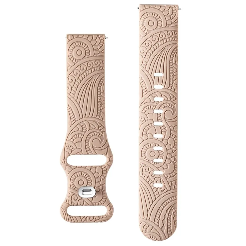 Carven mønster silikon håndleddsrem universal smart armbånd 20mm - Beige